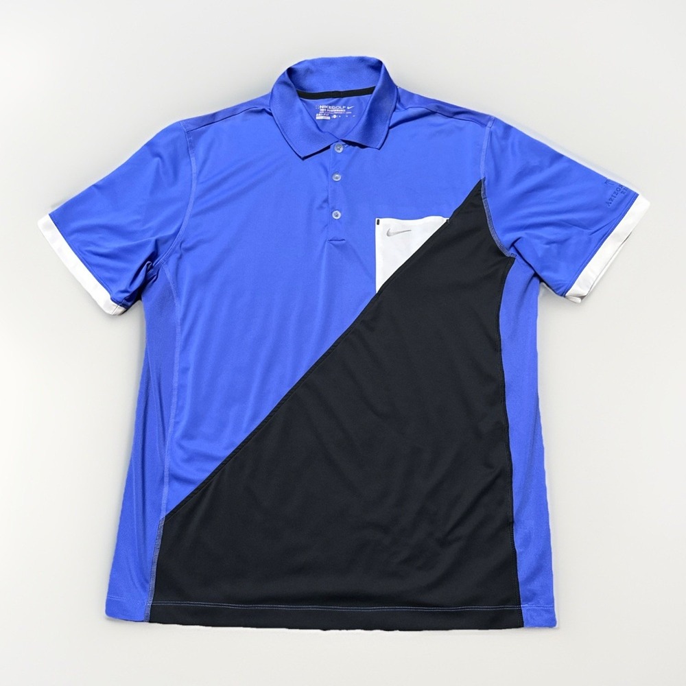 Nike Golf Polo Dri Fit Tour Performance Blue Athletic Golf Shirt Mens Sz XL